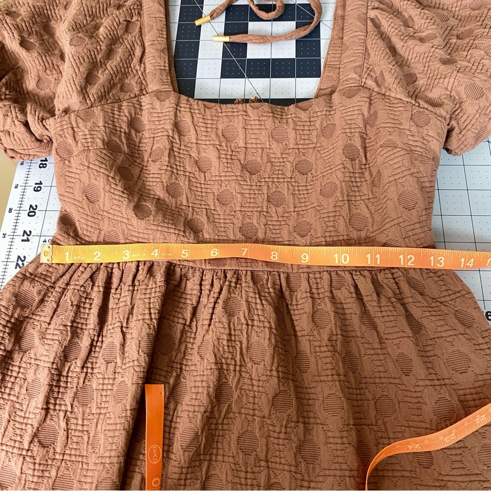 Madewell Quilted Puff-Sleeve Mini Babydoll Dress Dusty Purple Fig Pockets XS NWT - Picture 9 of 12